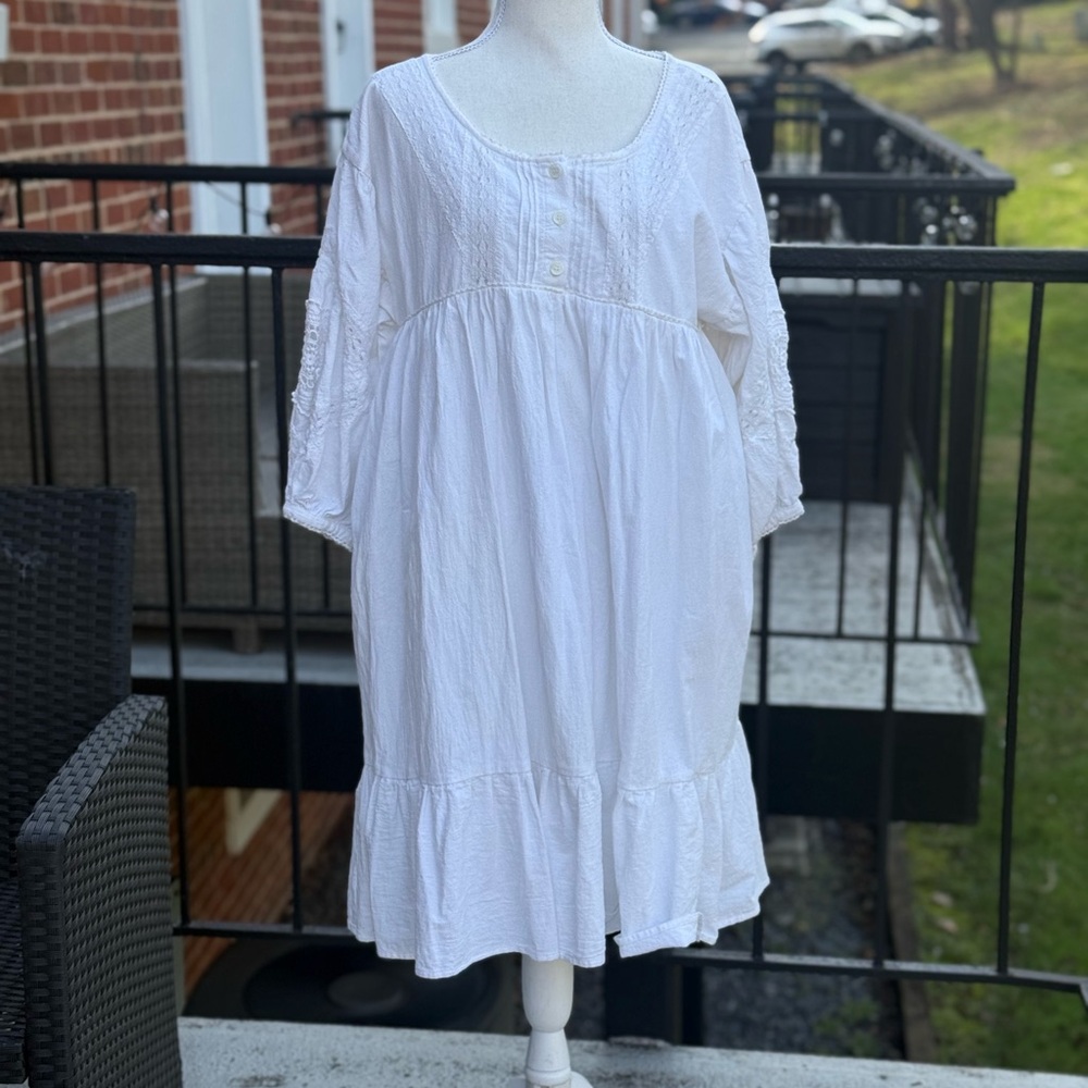 White Women's Boho Peasant Dress